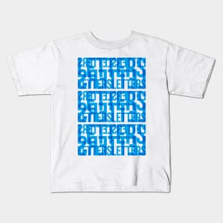 Letters Typography Stack (Cyan Blue) Kids T-Shirt